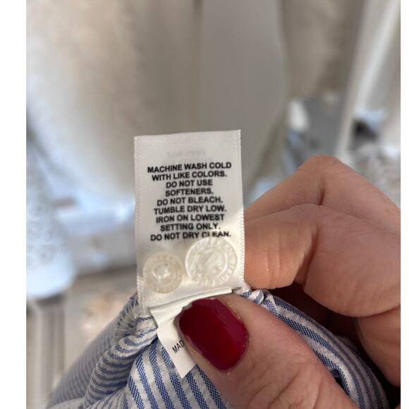 Magellan Women's Size M Fishing, Outdoors Blue & White Seersucker Dress #0084 - Picture 9 of 11